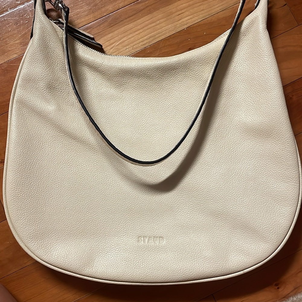 Staud Off-White Leather Alec Shoulder Bag